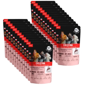 PetRepublic bucăți mărunțite fin într-un sos delicat, vițel 24x100g pentru pisici