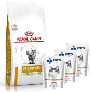 ROYAL CANIN Urinary S/O Moderate Calorie 9kg+3xENZO VET Urinary cu jeleu de vită pentru pisici 100g