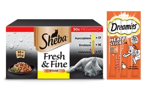 Sheba Fresh & Fine Sachet 50x50g+ DREAMIES 30g GRATUIT