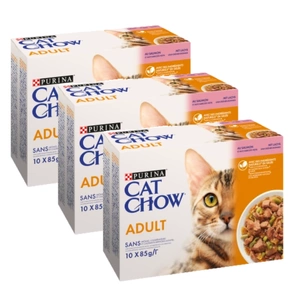 PURINA Cat Chow Hrană pentru pisici adulte cu somon și fasole verde în jeleu 30x85 g