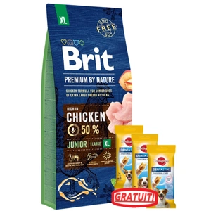 Brit Premium By Nature Junior XL cu pui 15kg+3xDentaStix GRATUIT!