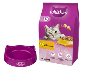 WHISKAS Hrană uscată pentru pisici 1+ cu pui 14kg + CASTRON GRATUIT PENTRU PISICI !!!