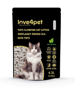 Love4pet Litieră pentru pisici cu aglomerare tofu 2.5kg 4.3L