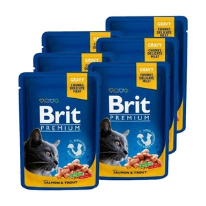 Brit Premium Cat Adult Cat Food cu somon și păstrăv 6x100g