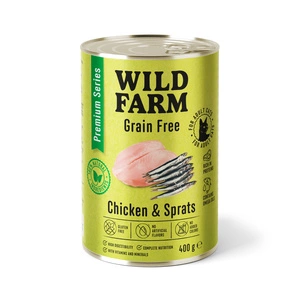 WILD FARM Premium Grain Free Chicken and Sprats 400g - hrană fără cereale pentru pisici