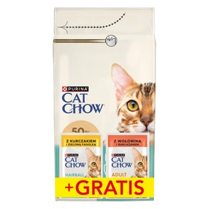 PURINA Cat Chow Hairball Food bogată în pui 1,5 kg + 2 pungi GRATUITE