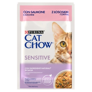 Purina Cat Chow Sensibil Hrană Cu somon și dovlecei în sos 85g