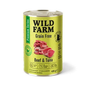 WILD FARM Premium Grain Free Beef and Tuna 400g - hrană fără cereale pentru pisici