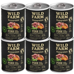 Wild Farm Monoprotein Pork 6x400g hrană hipoalergenică pentru câini
