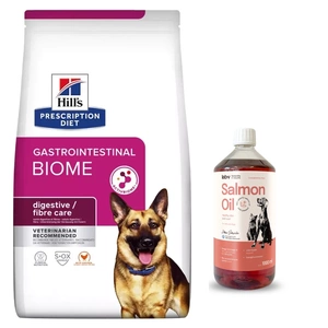 HILL'S PD Prescription Diet Canine Gastrointestinal Biome 10 kg + LAB V Ulei de somon pentru câini și pisici 1000 ml