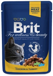 Brit Premium Cat pentru pisici adulte cu pui și curcan 100g