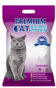 Premium Cat Clumping Bentonite Litter - Lavanda pentru pisici 5L