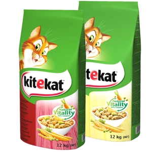 KITEKAT Hrană uscată pentru pisici cu pui și legume 12kg+|KITEKAT Hrană uscată pentru pisici cu vită și legume 12kg