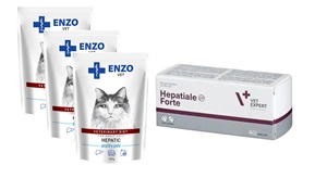 VETEXPERT Hepatiale Forte 40 Tablete+ENZO VET Pate de pasăre hepatic pentru pisici 3x100g