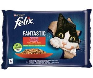 FELIX Jeleu fantastic de pui și carne de vită 4x85g