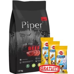 Noteć Valley Piper Animale adulte cu carne de vită 12 kg + PEDIGREE DentaStix 3x45/77 g