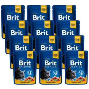 Brit Premium Cat pentru pisici adulte cu somon și păstrăv 12x100g