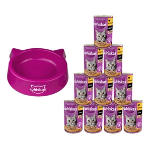 WHISKAS Hrană umedă 1+ cu pui în sos 400 g + BOL PENTRU PISICI GRATUIT!!!