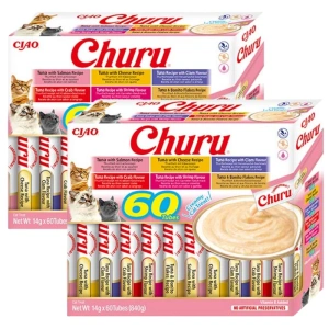 INABA Churu pentru pisici - amestec de arome cu ton 2x (60x14g)