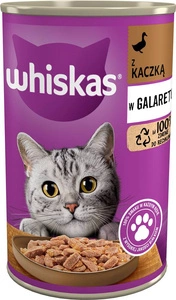 WHISKAS Hrană umedă pentru pisici 1+ cu rață în jeleu 400g