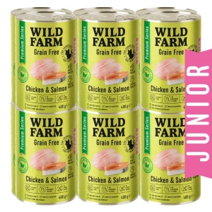 WILD FARM Premium Grain Free Chicken and Salmon Junior 12x400g - hrană fără cereale pentru pisoi