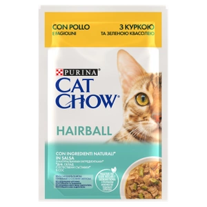 Purina Cat Chow Hairball Hrană Pui și fasole verde în sos 85g