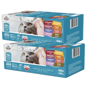 Pliculețe Frendi pentru pisici, cu aromă de carne și pește în jeleu, 96x100g