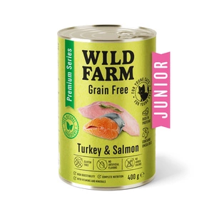 WILD FARM Premium Grain Free Turkey and Salmon Junior 400g - hrană fără cereale pentru pisoi