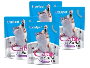 Nisip pentru pisici Lavandă Nisip siliconic pentru pisici 4x3,8 l