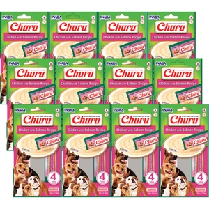 INABA Churu 4P gustări pentru câini cu aromă de pui și somon 12x(4x14g)