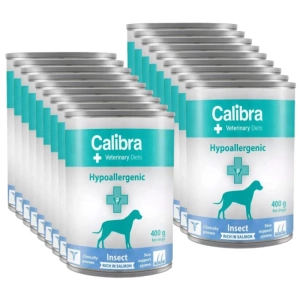 Calibra Veterinary Diets Câine Hipoalergenic Insecte și somon 18x400g