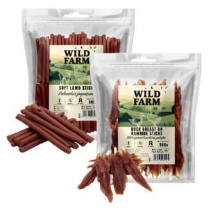 WILD FARM lamb sticks 500g dog treat+WILD FARM duck breast fillet on a stick 500g dog treat