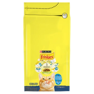 PURINA Friskies Hrană sterilizată pentru pisici cu somon și ton, amestec cu legume 1,5 kg