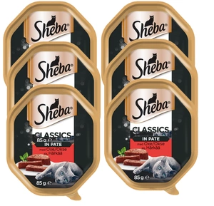 Sheba Classics cu carne de vită 6x85g