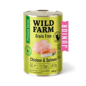 WILD FARM Premium Grain Free Chicken and Salmon Junior 400g - hrană fără cereale pentru pisoi
