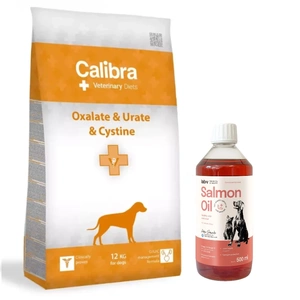 Calibra Veterinary Diets Dog Oxalat, Urină, Cistină 12 kg+LAB V Ulei de somon pentru câini și pisici 500 ml