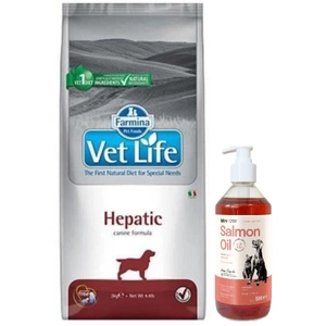 Farmina Vet Life Canine Hepatic 12kg+LAB V Ulei de somon pentru câini și pisici 500ml