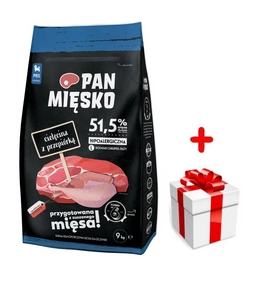 PAN MIĘSKO Carne de vițel cu prepeliță pentru căței L 9kg  + o surpriză pentru câinele tău GRATUIT!