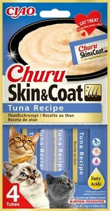 INABA Churu Skin & Coat pentru pisici cu aromă de ton 4x14g