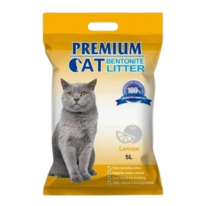 Premium Cat Clumping Bentonite Litter - Lămâie pentru pisici 5L