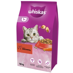 WHISKAS Hrană uscată pentru pisici 1+ cu carne de vită 14 kg