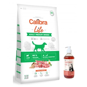 Calibra Dog Life Adult Medium Lamb 12kg+LAB V Salmon Oil pentru câini și pisici 500ml