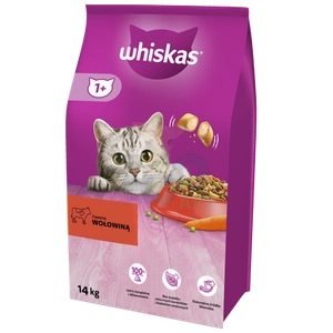 WHISKAS Hrană uscată pentru pisici 1+ cu carne de vită 14 kg