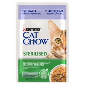 Purina Cat Chow Sterilizat Hrană Cu miel și fasole verde în sos 85g