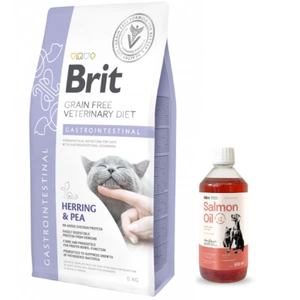 Brit Grain Free Veterinary Diet Cat Gastrointestinal Herring with Peas 5kg+LAB V Ulei de somon pentru câini și pisici 500ml