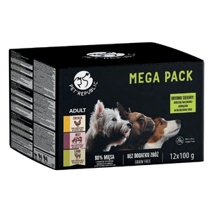 Pet Republic hrană umedă pentru câini de talie mică, bucăți în sos delicat, MIX de 3 arome, 12x100g