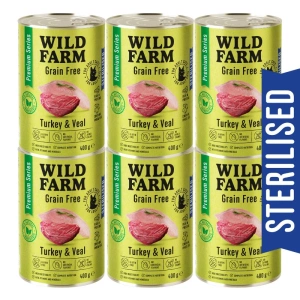 WILD FARM Premium Grain Free Turkey and Veal 6x400g - hrană fără cereale pentru pisici sterilizate