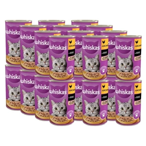 WHISKAS Hrană umedă 1+ cu pui în sos 24x400g