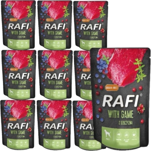 RAFI cu carne de vânat pentru câini - plic 10x300g (pachet negru)