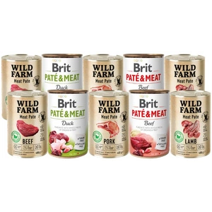 BRIT PATE &amp; MEAT + WILD FARM Pate Mix arome 10x400g
